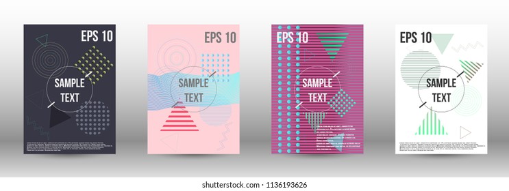 Minimum vector coverage. A set of modern abstract covers. Future template with memphis elements for banner design, poster, brochure, report, journal. 