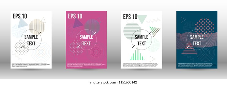 Minimum vector coverage. A set of modern abstract covers. Future template with memphis elements for banner design, poster, brochure, report, journal. 