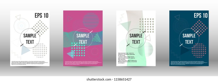Minimum vector coverage. A set of modern abstract covers. Future template with memphis elements for banner design, poster, brochure, report, journal. 