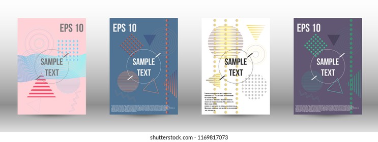 Minimum vector coverage. A set of modern abstract covers. Future template with memphis elements for banner design, poster, brochure, report, journal. 