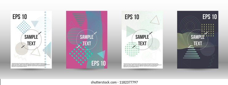 Minimum vector coverage. A set of modern abstract covers. Future template with memphis elements for banner design, poster, brochure, report, journal. 