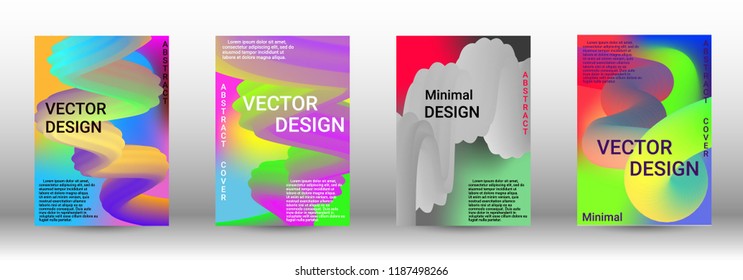  Minimum vector coverage. A set of modern abstract covers. Wave Flow Shape. Abstract 3d Background.   Modern Vector Illustration.