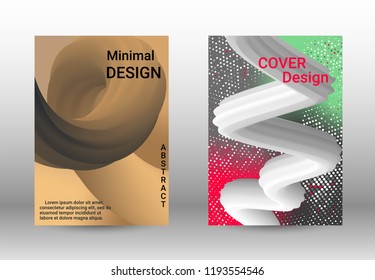  Minimum vector coverage. A set of modern abstract covers. Abstract 3d Gradient Background with Colorful Liquid. Modern Wave Flow Shape.   Modern Vector Illustration.