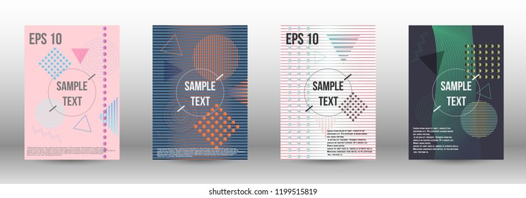 Minimum vector coverage. A set of modern abstract covers. Future template with memphis elements for banner design, poster, brochure, report, journal. 