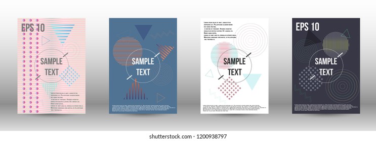 Minimum vector coverage. A set of modern abstract covers. Future template with memphis elements for banner design, poster, brochure, report, journal. 