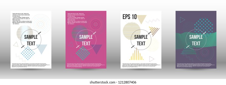 Minimum vector coverage. A set of modern abstract covers. Future template with memphis elements for banner design, poster, brochure, report, journal. 