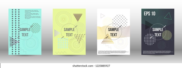 Minimum vector coverage. A set of modern abstract covers. Future template with memphis elements for banner design, poster, brochure, report, journal. 