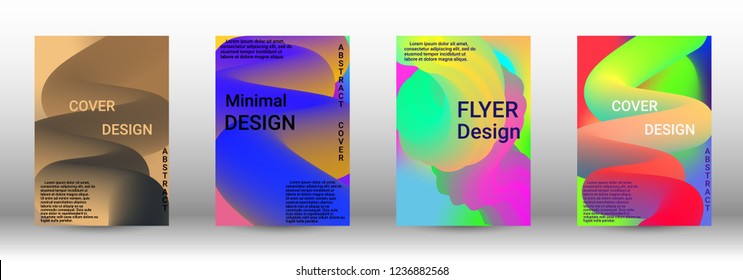  Minimum vector coverage. A set of modern abstract covers. Abstract Wave Liquid Shape. Colorful 3d Flow Design.  Modern Vector Illustration.