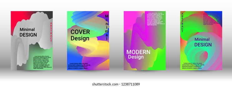  Minimum vector coverage. A set of modern abstract covers. Abstract 3d Gradient Background with Colorful Liquid. Modern Wave Flow Shape.   Modern Vector Illustration.