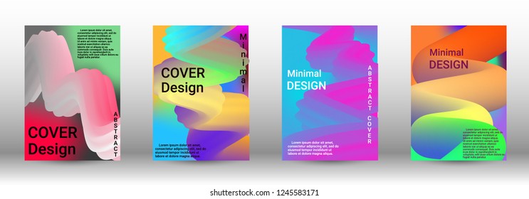  Minimum vector coverage. A set of modern abstract covers. Wave Flow Shape. Abstract 3d Background.   Modern Vector Illustration.