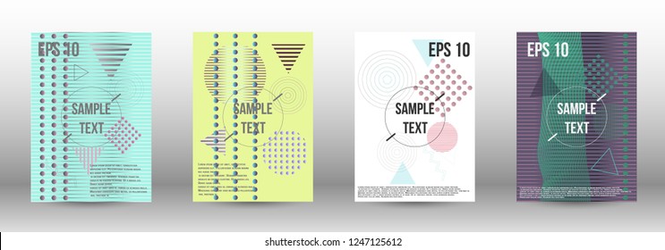 Minimum vector coverage. A set of modern abstract covers. Future template with memphis elements for banner design, poster, brochure, report, journal. 