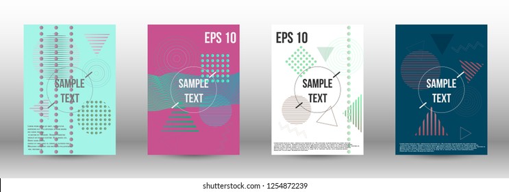 Minimum vector coverage. A set of modern abstract covers. Future template with memphis elements for banner design, poster, brochure, report, journal. 