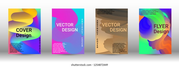  Minimum vector coverage. A set of modern abstract covers. Abstract Wave Liquid Shape. Colorful 3d Flow Design.  Modern Vector Illustration.