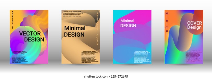  Minimum vector coverage. A set of modern abstract covers. Abstract Wave Liquid Shape. Colorful 3d Flow Design.  Modern Vector Illustration.
