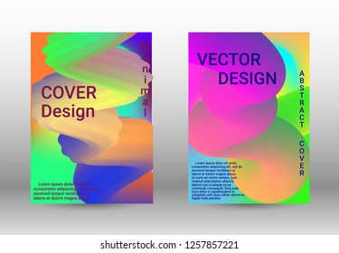  Minimum vector coverage. A set of modern abstract covers. Abstract 3d Gradient Background with Colorful Liquid. Modern Wave Flow Shape.   Modern Vector Illustration.
