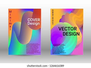  Minimum vector coverage. A set of modern abstract covers. Abstract Wave Liquid Shape. Colorful 3d Flow Design.  Modern Vector Illustration.