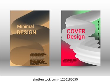  Minimum vector coverage. A set of modern abstract covers. Abstract Wave Liquid Shape. Colorful 3d Flow Design.  Modern Vector Illustration.