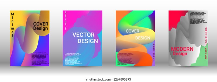  Minimum vector coverage. A set of modern abstract covers. Wave Flow Shape. Abstract 3d Background.   Modern Vector Illustration.