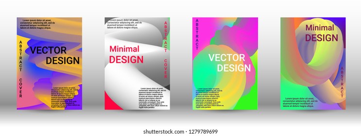  Minimum vector coverage. A set of modern abstract covers. Wave Flow Shape. Abstract 3d Background.   Modern Vector Illustration.