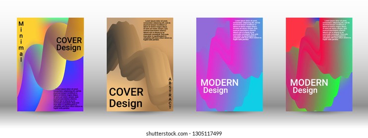  Minimum vector coverage. A set of modern abstract covers. Abstract 3d Gradient Background with Colorful Liquid. Modern Wave Flow Shape.   Modern Vector Illustration.