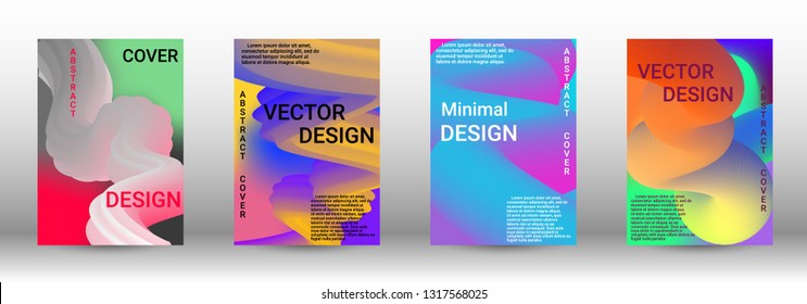  Minimum vector coverage. A set of modern abstract covers. Wave Flow Shape. Abstract 3d Background.   Modern Vector Illustration.