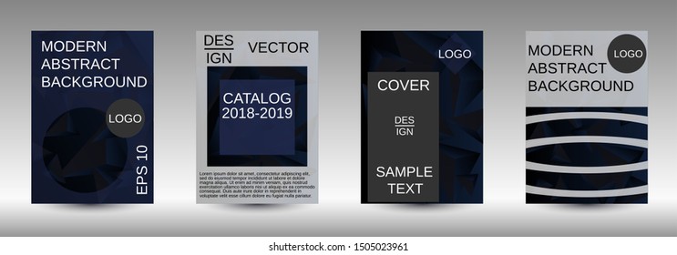 Minimum vector coverage. A set of modern abstract covers. Creative black triangle element vector. Geometric booklet cover template design.