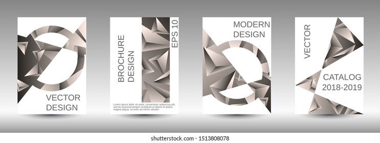 Minimum vector coverage. A set of modern abstract covers. Creative beige triangle element vector. Geometric booklet cover template design.