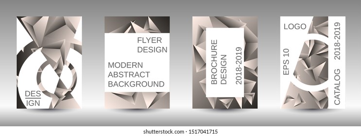 Minimum vector coverage. A set of modern abstract covers. Creative beige triangle element vector. Geometric booklet cover template design.
