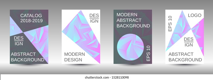 Minimum vector coverage. A set of modern abstract covers. Creative blue triangle element vector. Geometric booklet cover template design.