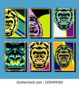 Minimum vector coverage. A set of modern abstract covers. Creative popart triangle element vector. Geometric booklet cover template design.Gorilla abstract cover. 