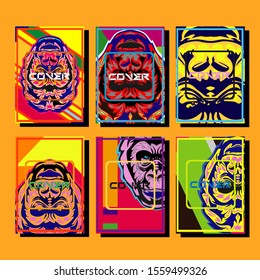 Minimum vector coverage. A set of modern abstract covers. Creative popart triangle element vector. Geometric booklet cover template design.Gorilla abstract cover. 