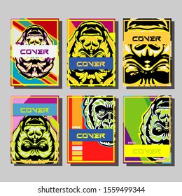 Minimum vector coverage. A set of modern abstract covers. Creative popart triangle element vector. Geometric booklet cover template design.Gorilla abstract cover. 