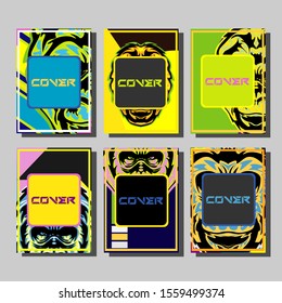 Minimum vector coverage. A set of modern abstract covers. Creative popart triangle element vector. Geometric booklet cover template design.Gorilla abstract cover. 
