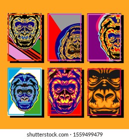 Minimum vector coverage. A set of modern abstract covers. Creative popart triangle element vector. Geometric booklet cover template design.Gorilla abstract cover. 