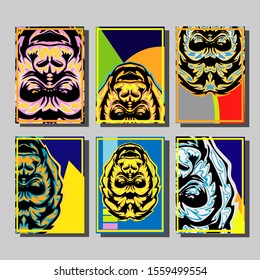 Minimum vector coverage. A set of modern abstract covers. Creative popart triangle element vector. Geometric booklet cover template design.Gorilla abstract cover. 