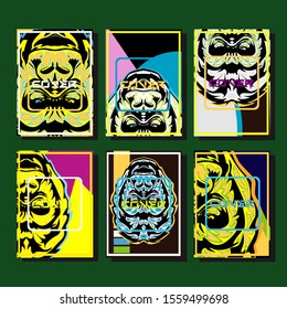 Minimum vector coverage. A set of modern abstract covers. Creative popart triangle element vector. Geometric booklet cover template design.Gorilla abstract cover. 