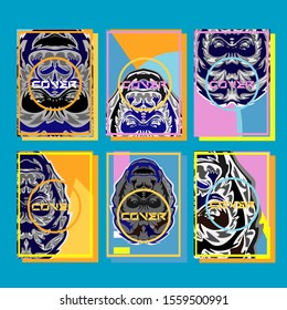 Minimum vector coverage. A set of modern abstract covers. Creative popart triangle element vector. Geometric booklet cover template design.Gorilla abstract cover. 