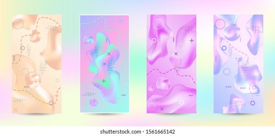 Minimum vector coverage. A set of modern abstract covers. Creative fluid backgrounds from current forms to design a fashionable abstract cover, banner, poster, booklet.
