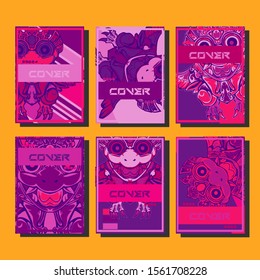 Minimum vector coverage. A set of modern abstract covers. Creative popart triangle element vector. Geometric booklet cover template design.