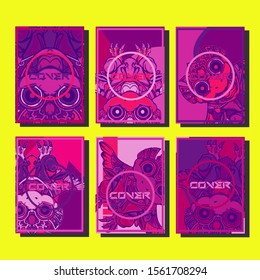 Minimum vector coverage. A set of modern abstract covers. Creative popart triangle element vector. Geometric booklet cover template design.