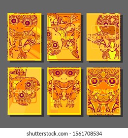 Minimum vector coverage. A set of modern abstract covers. Creative popart triangle element vector. Geometric booklet cover template design.