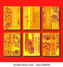 Minimum vector coverage. A set of modern abstract covers. Creative popart triangle element vector. Geometric booklet cover template design.