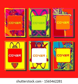 Minimum vector coverage. A set of modern abstract covers. Creative popart triangle element vector. Geometric booklet cover template design.