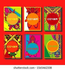 Minimum vector coverage. A set of modern abstract covers. Creative popart triangle element vector. Geometric booklet cover template design.