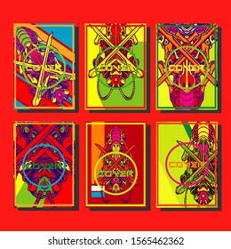 Minimum vector coverage. A set of modern abstract covers. Creative popart triangle element vector. Geometric booklet cover template design.