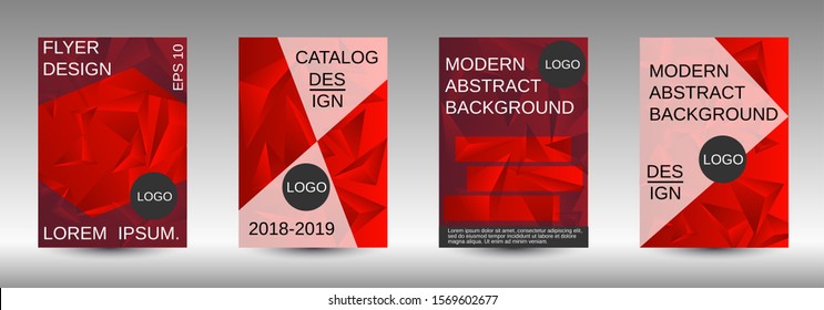 Minimum vector coverage. A set of modern abstract covers. Creative red triangle element vector. Geometric booklet cover template design.