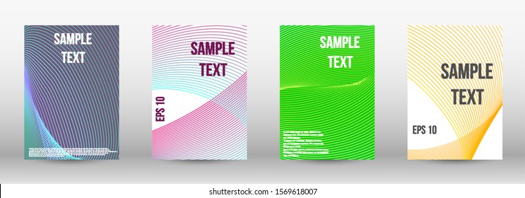 Minimum vector coverage.  A set of modern abstract oblong objects from vector abstract lines. Geometric template with lines for booklet cover. Trendy geometric patterns. EPS10 Vector Design.