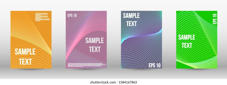 Minimum vector coverage.  A set of modern abstract oblong objects from vector abstract lines. Geometric template with lines for booklet cover. Trendy geometric patterns. EPS10 Vector Design.