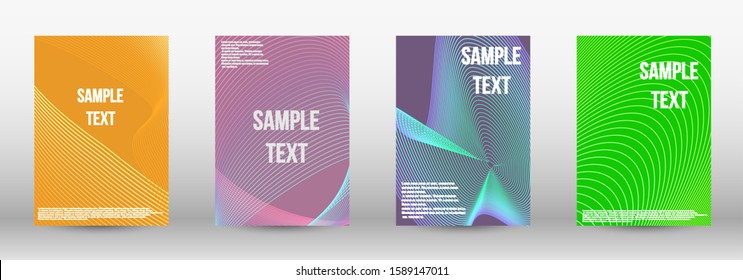 Minimum vector coverage.  A set of modern abstract oblong objects from vector abstract lines. Geometric template with lines for booklet cover. Trendy geometric patterns. EPS10 Vector Design.