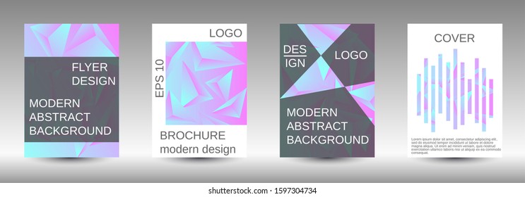 Minimum vector coverage. A set of modern abstract covers. Creative blue triangle element vector. Geometric booklet cover template design.